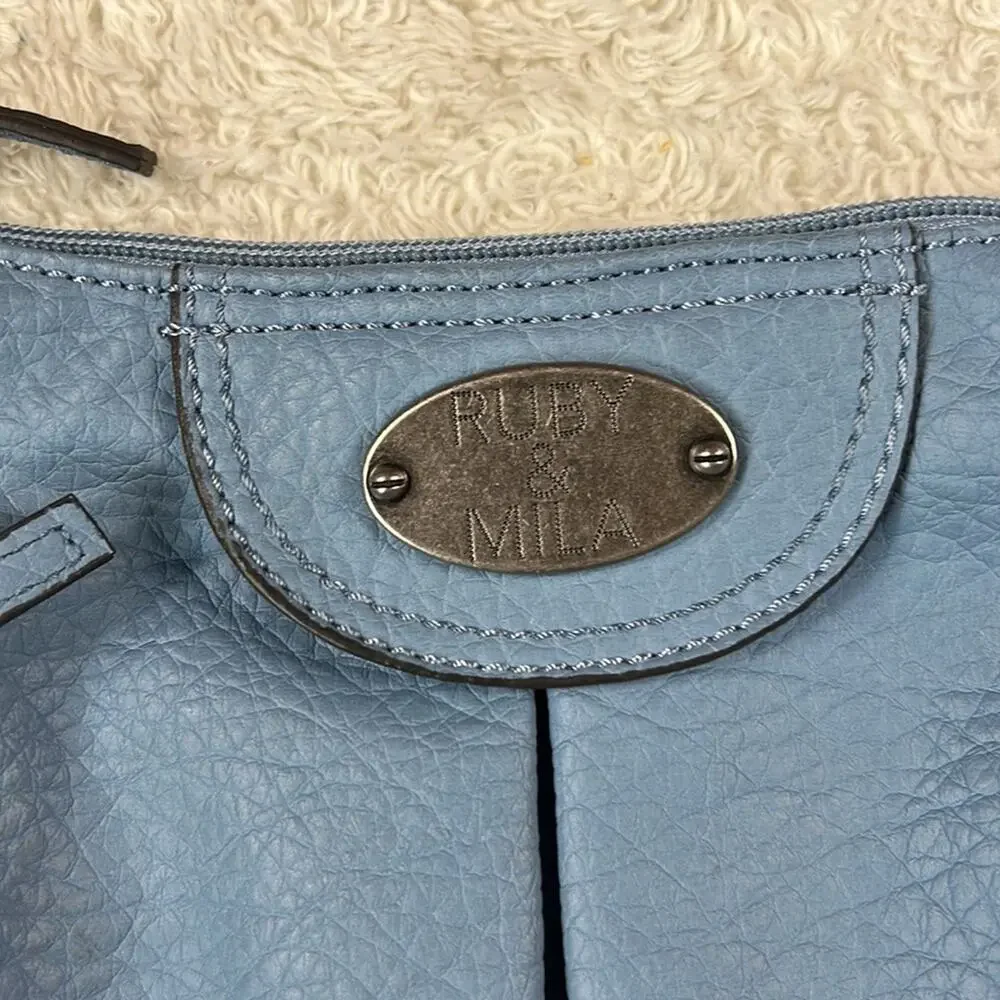 Ruby and Mila large powder blue faux leather hobo bag‎